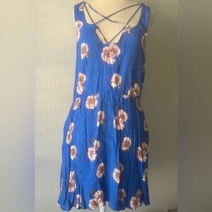Women's Size L Blue Floral Sleeveless dress